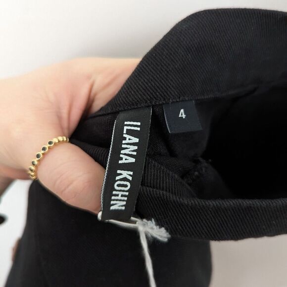 NWOT Ilana Kohn black Lindy side button high waisted rise wide leg cotton pants - Picture 3 of 6